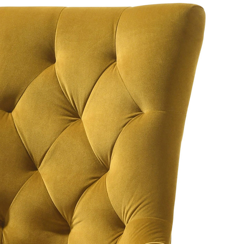 Ensemble de 2 chaises d'appoint en velours vieilli Farren, Jaune
