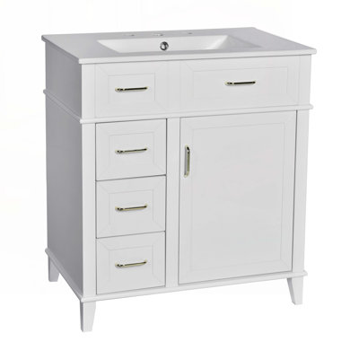 Meuble-lavabo de rangement avec lavabo en céramique