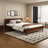 PINE SOLID WOOD QUEEN SIZE BED, STURDY AND STABLE, NO BOX SPRING NEEDED, RUSTIC YELLOW FINISH-1097721711-1097721704