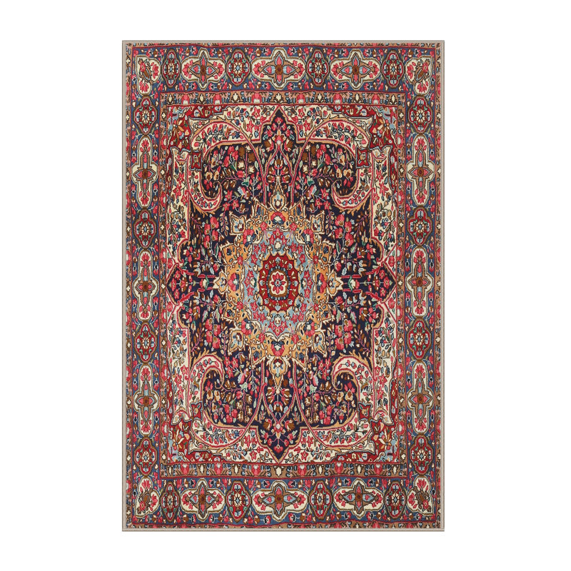 Tapis traditionnel rouge / rose / noir Dimitris, Rectangle 7 pi x 10 pi
