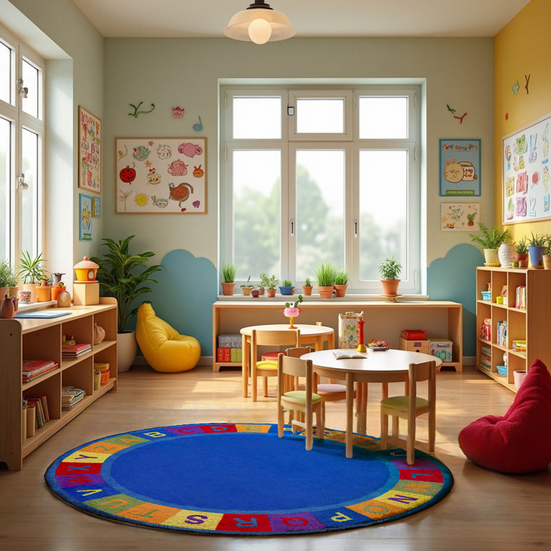 KidCarpet.com Alphabet Circle Learning Rug, 6'x6' Round