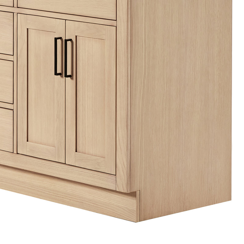 60" Double Bathroom Vanity Base Only, Natural Oak