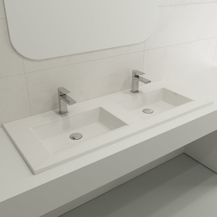 BOCCHI Ravenna 18.75'' Fireclay Rectangular Bathroom Sink with Overflow