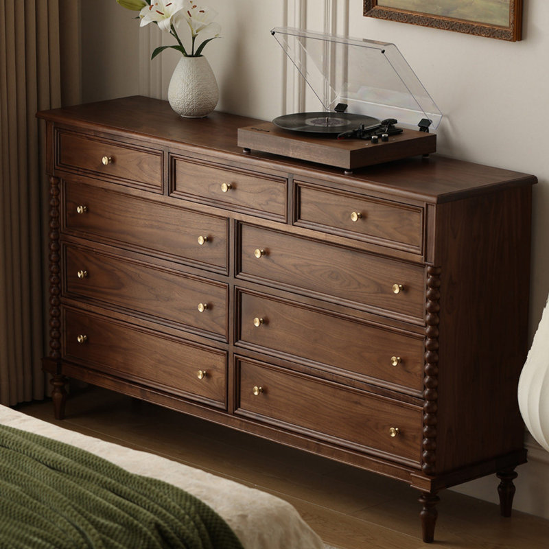Buffet multi-tiroirs en bois massif