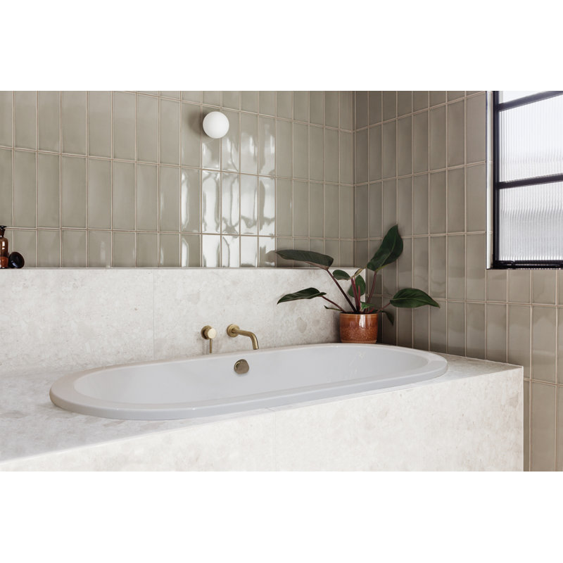 Elle 72'' L Bathtub, Biscuit, Satin Chrome