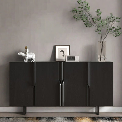 Console Mid-Century moderne en bois massif