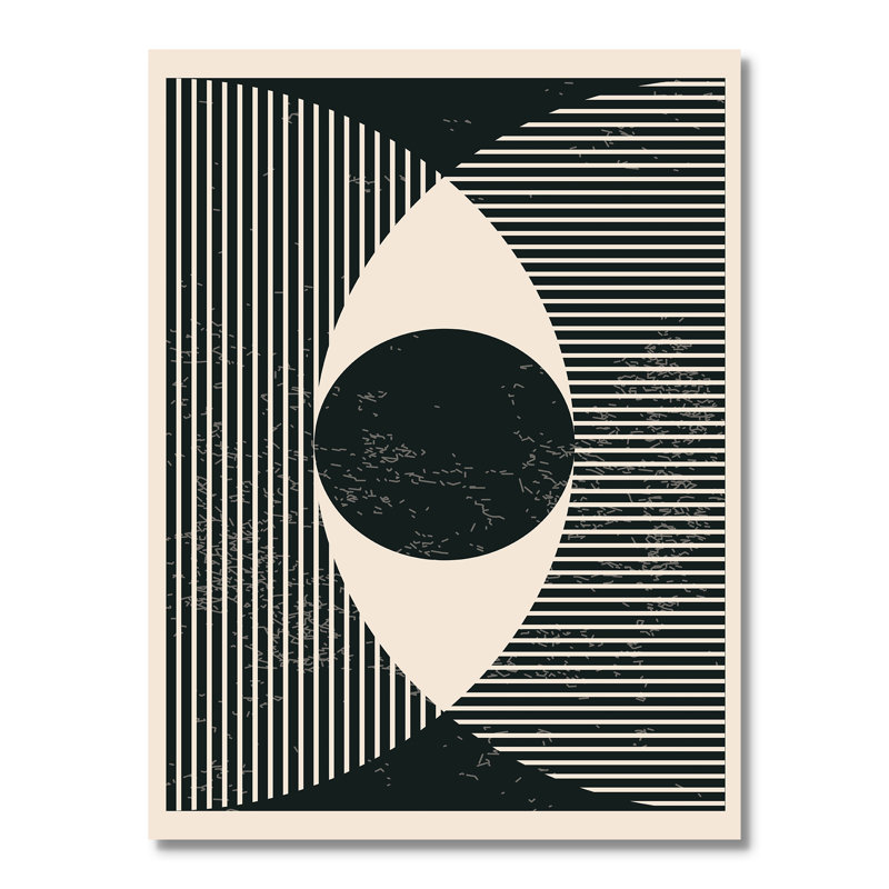 Imprimé de formes géométriques noires et blanches # 2 par Stanley, No Frame, L 18 po x H 24 po, Wrapped Canvas