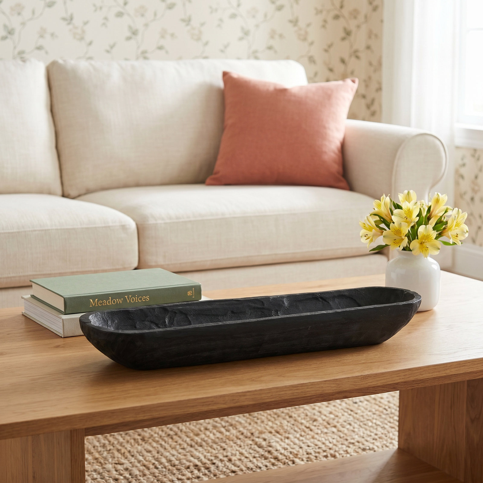 Kailyn Wood Decorative Bowl 1, Black, 3.1"H x 23"W x 6"D