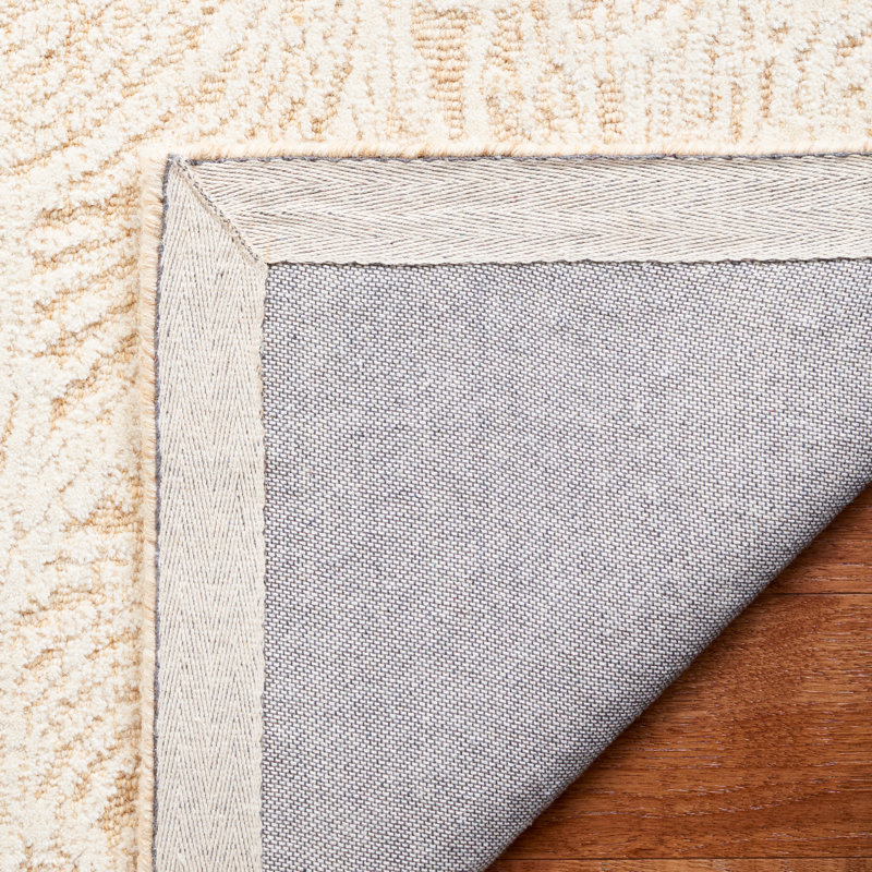 Tapis floral en laine et en coton touffeté à la main Larramore doré / ivoire, Rectangle 5 pi x 8 pi