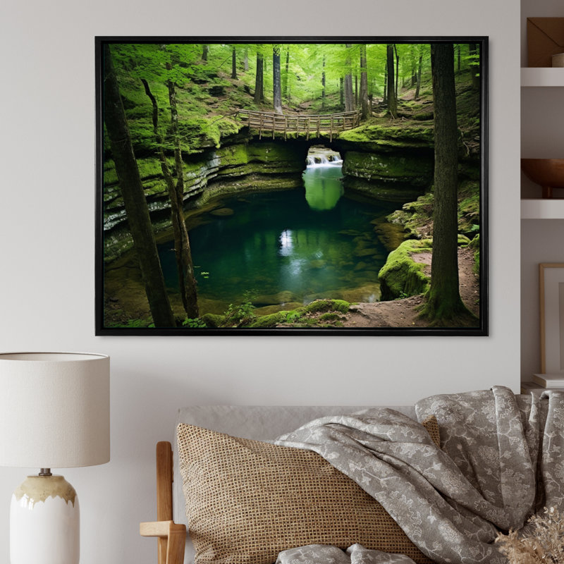 «Hot Spring National Park Arkansas», reproduction sur toile, Cadre flottant noir, H 24 po x l 32 po x P 1 po