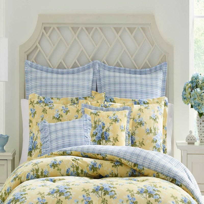 Ensemble d'édredon en coton Laura Ashley Cassidy, Édredon pour lit simple + 2 taies décoratives +