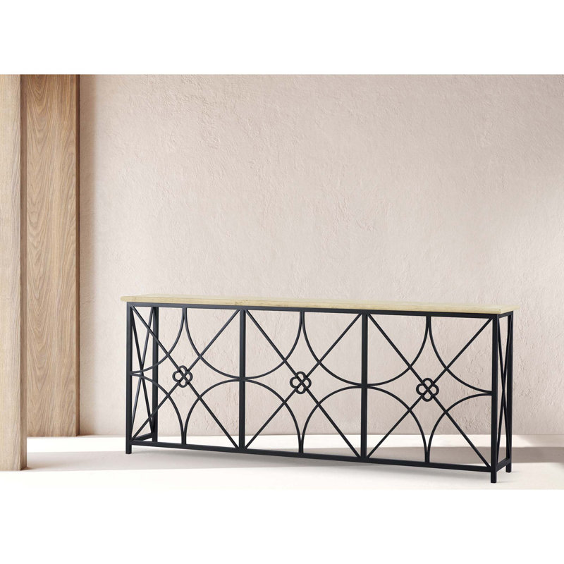 Boxwoods 84'' Console Table, Flat Black, Carrera Marble