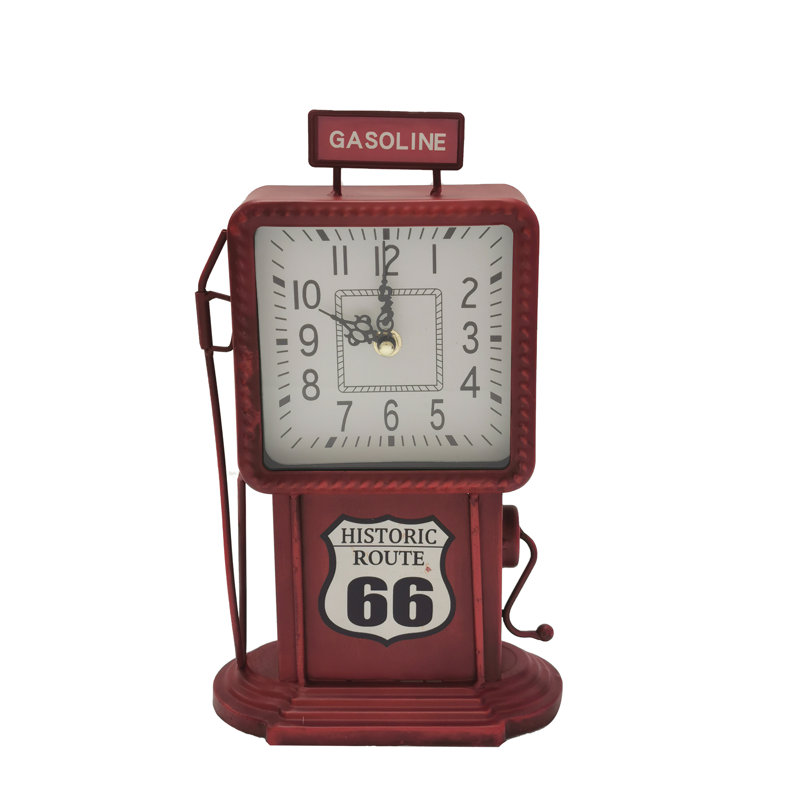 Analogue Stainless Steel Quartz Movement / Crystal Tabletop Clock in Red/White