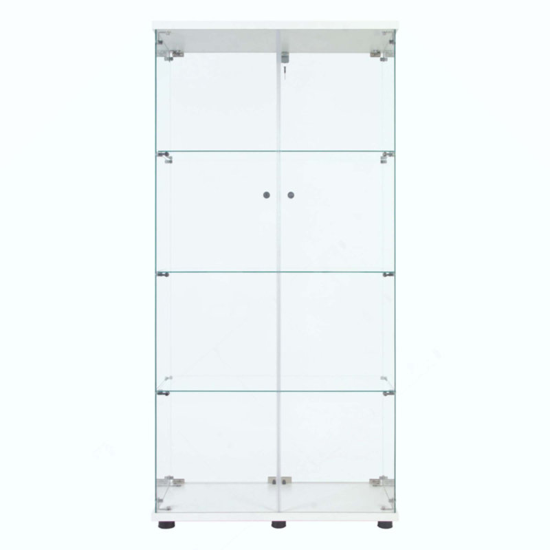 Armoire vitrée à 2 portes avec 4 lumières DEL, Blanc