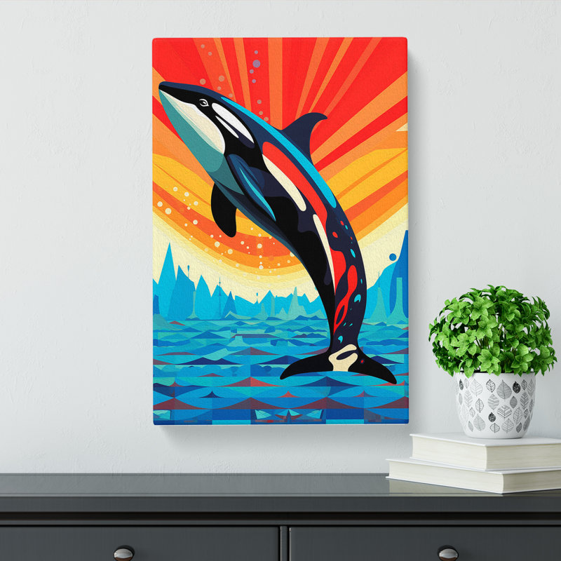 Orca Whale Op Art - Wrapped Canvas, 50cm H x 35cm W x 3cm D