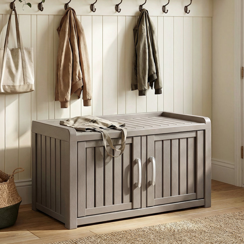 Armoire de rangement pour chaussures 31 paires de l 31,92 po avec 2 portes et tablettes réglables (brun clair / gris)