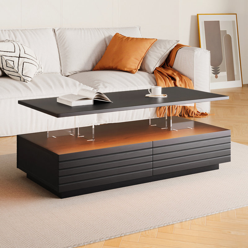 Table basse moderne à 2 tiroirs de 47,2 po, Noir