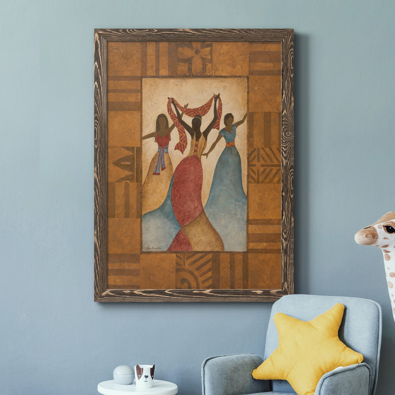 Rythme - peinture sur toile encadrée, H 44 po x l 31 po x P 1 po, Encadré de bois de noyer
