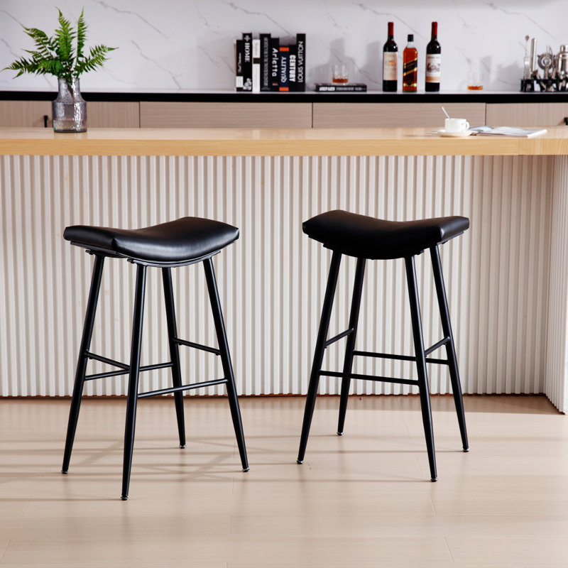 Ensemble de 2 tabourets de bar Angela, Noir, noir, noir, noir, 2, Tabouret de comptoir (siège d'une hauteur de 27,9