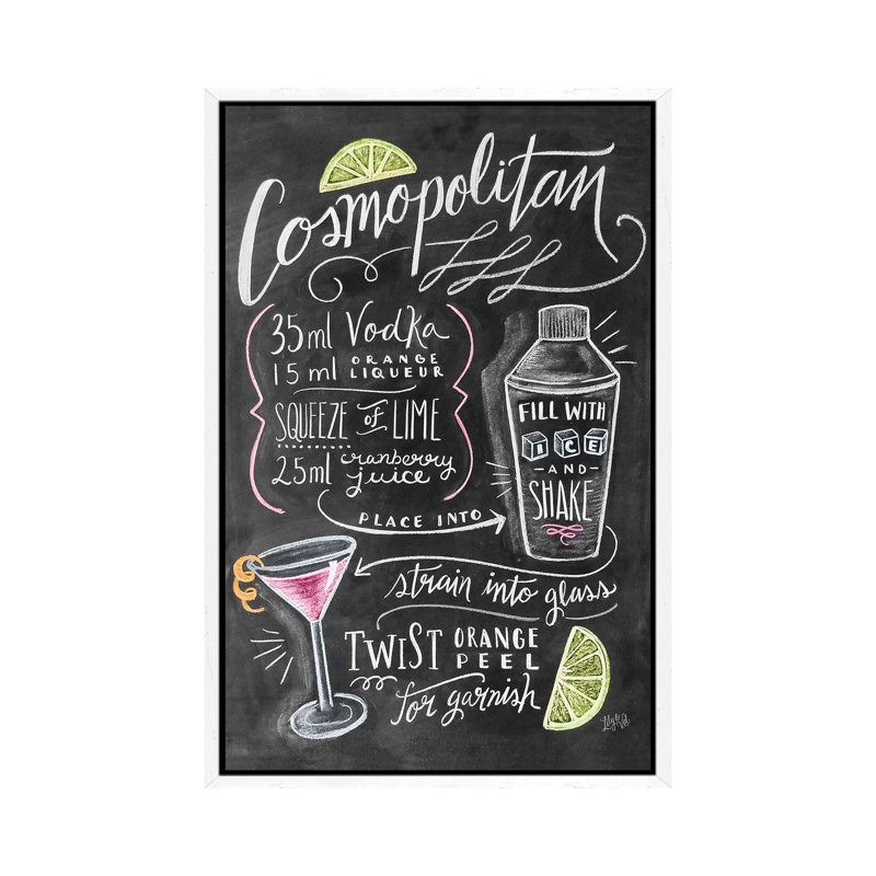 Cosmo Recipe - Print on Canvas, 66.04 cm H x 45.72 cm W, White Framed