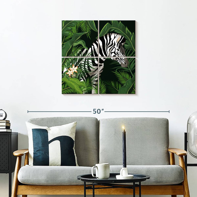 Brampt Leaves And Zebra, 26" H x 26" W