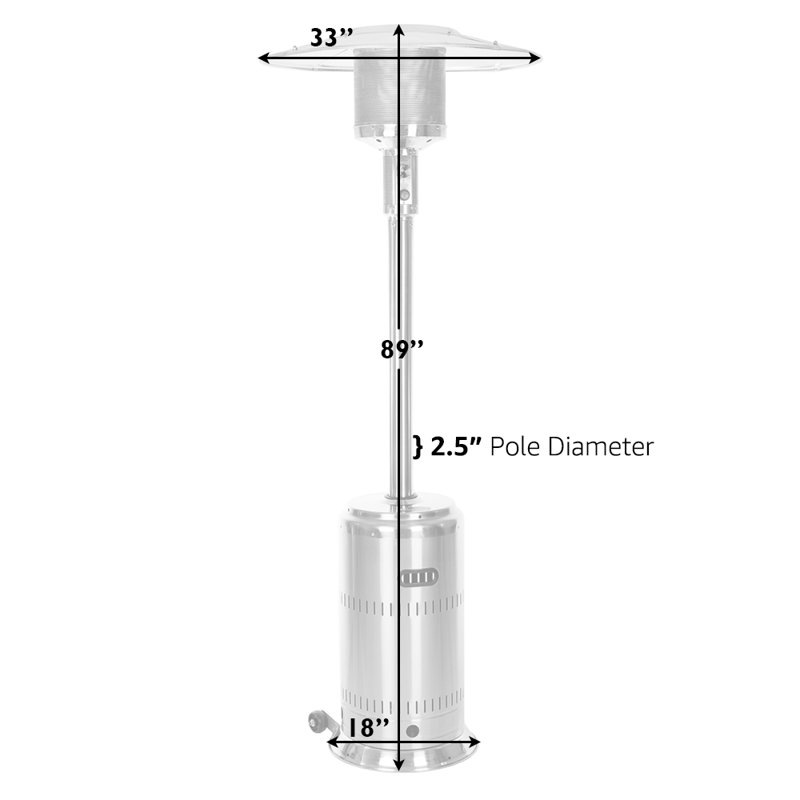 Stainless Steel 50,000 BTU Propane Patio Heater with Wheels