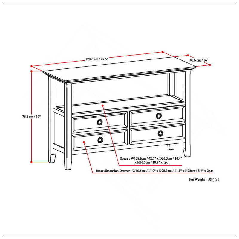 Amherst - Console Sofa Table - Distressed Grey