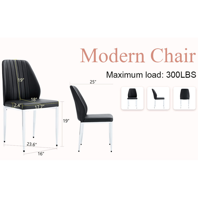 Chaises de salle à manger Black Pu