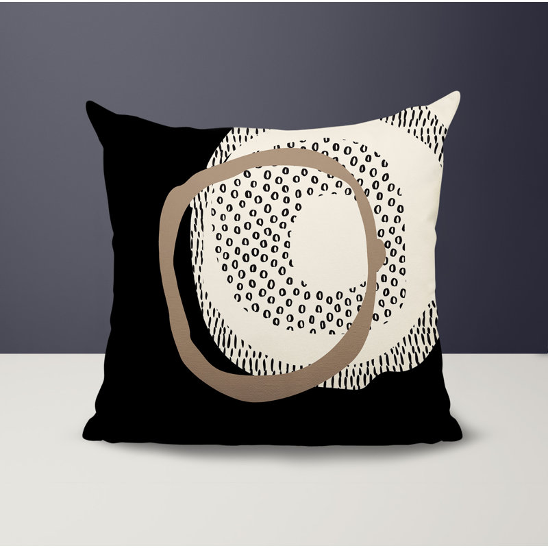 Coussin carré intérieur / extérieur pia, H 19 po x l 19 po, Beige / noir / blanc cassé