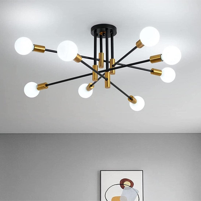Lustre sphérique Spoutnik à 8 lumières Coblitz, Noir / or
