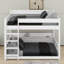 Lit superposé grand sur grand avec tablettes de rangement, prises de courant et ports USB, cadre de lit superposé en bois avec garde-corps-633511784