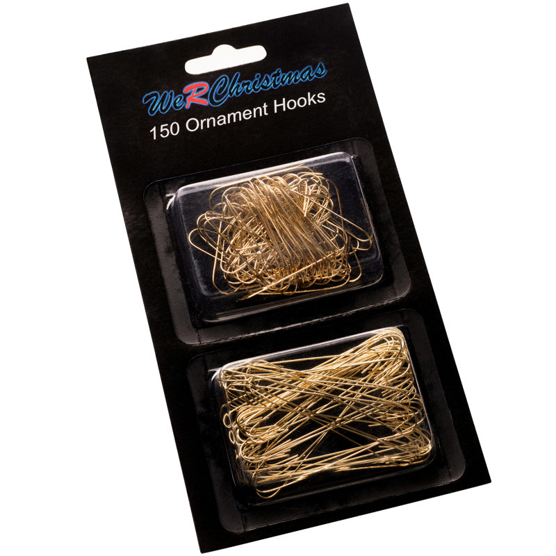 Green Bauble Ornament Hooks, Pack of 150 – Large Reusable Set, Gold