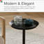 Table ronde ronde en métal avec plateau noir et base en faux marbre