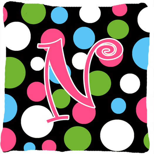 Monogramme Initial Polkadots intérieur/extérieur Throw Pillow, N