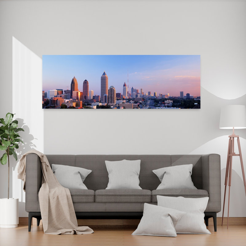 Twilight Skyline Atlanta Georgia USA 1 Piece Wrapped Canvas Panoramic Wall Art, 50.8 cm H x 152.4 cm W