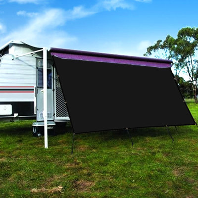 Auvent de VR Origin noir de 2,4 m (8 pi) avec protection solaire latérale, matériau haute densité, 90 % d'occultation, crochets et tendeurs élastiques, filet de protection, idéal pour le camping et la détente en plein air.