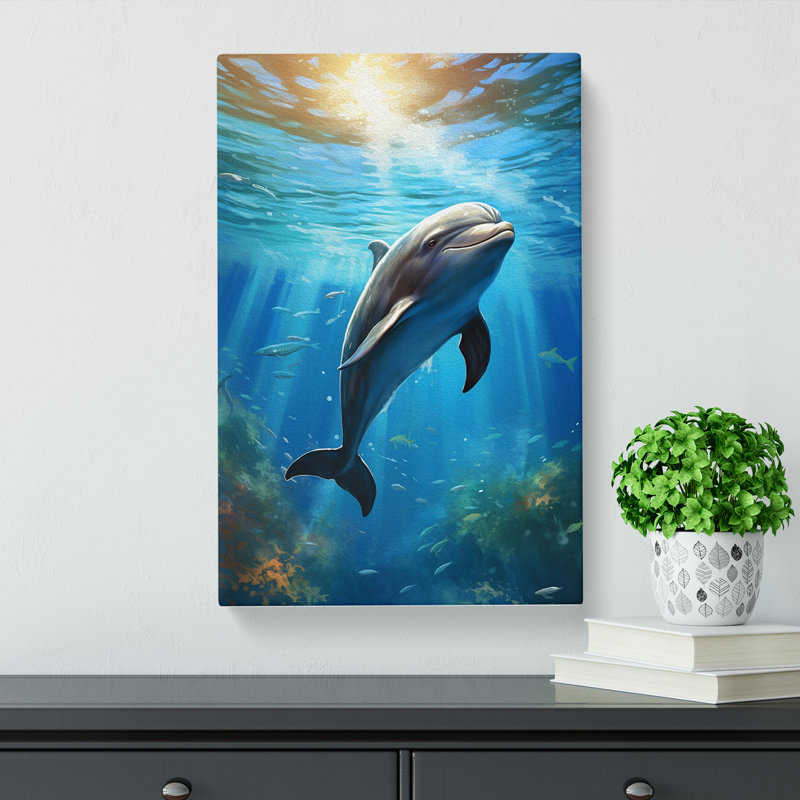 Dolphin Realism Art - Wrapped Canvas, 76cm H x 50cm W x 3cm D