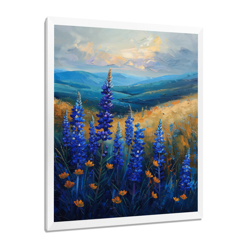 «Blue Green Meadow Charm Blue Bonnets I - Blue Bonnets», art mural, H 20 po x l 12 po x P 1 po