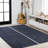 Amdrew Solid Centre Stripe Machine-Washable Navy/Gray Rug-119051735