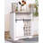 Farmhouse Storage Cabinet with Sliding Barn Door & Wine Shelf, Small Storage Cabinet for, Kitchen, Living Room, Rustic Oak with Antique White