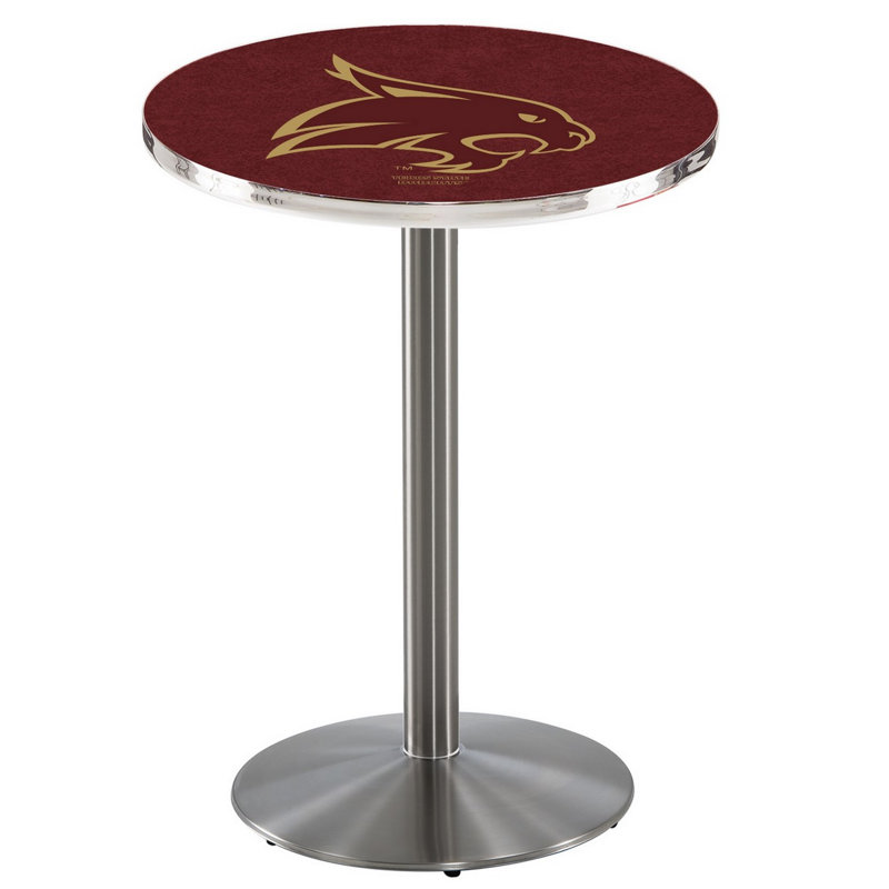 Round Metal Base Dining Table, Stainless Steel, Texas State University