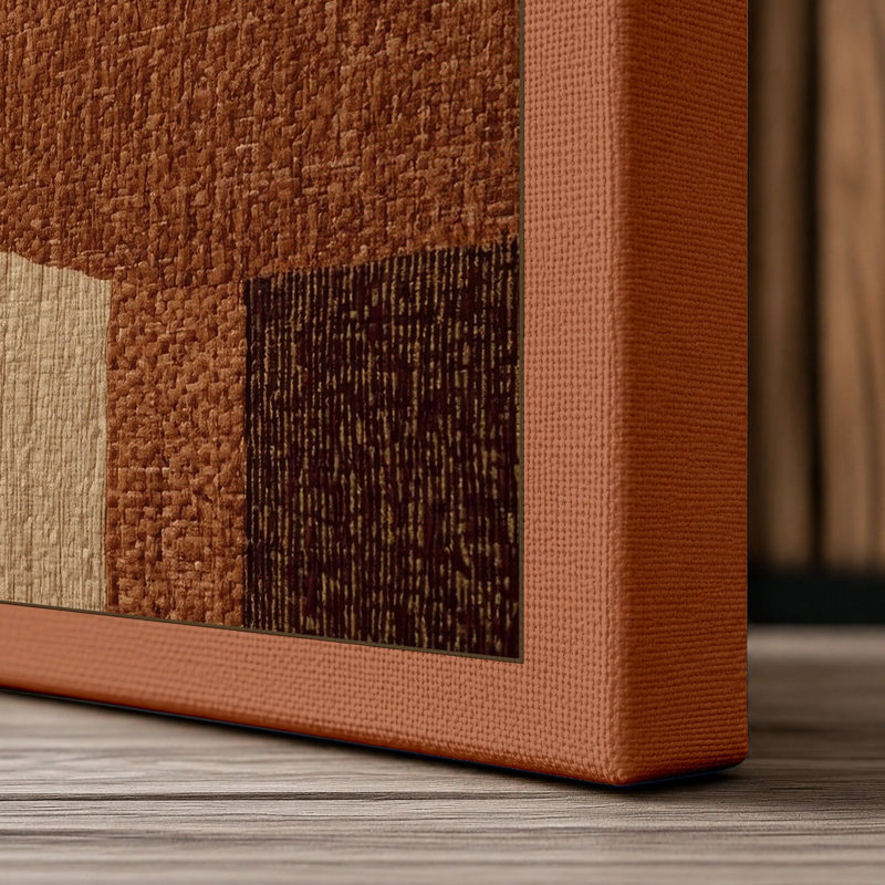 Warm Geometry Abstract - Wrapped Canvas, 36x24 - 91.4 x 61.0 cm, Terracotta Border