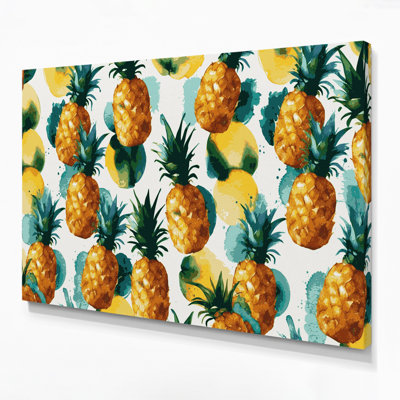 Hawaiian Pineapples Brown Canvas Wall Art