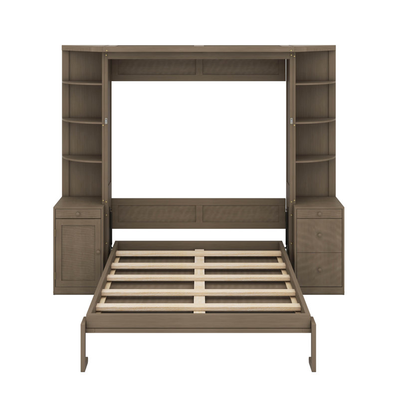 Grand lit escamotable avec bureau, Gris