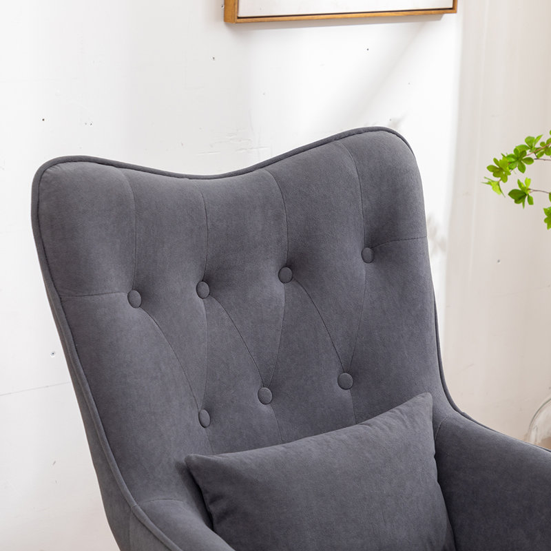 Hraztan Velvet Armchair with Footstool, Grey