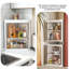 Meuble de rangement triangulaire en coin avec portes, grande capacité, pliable, en plastique, anti-poussière, idéal pour le salon, la chambre à coucher ou la cuisine.-101029555