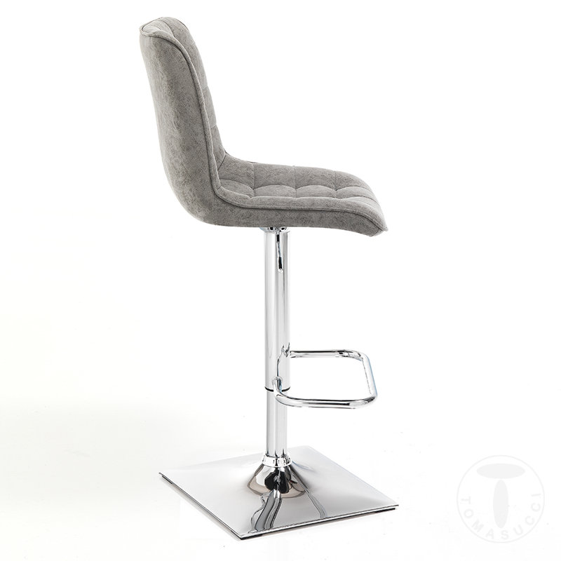Wooster Swivel Upholstered and Faux Leather Adjustable Height Bar Stool