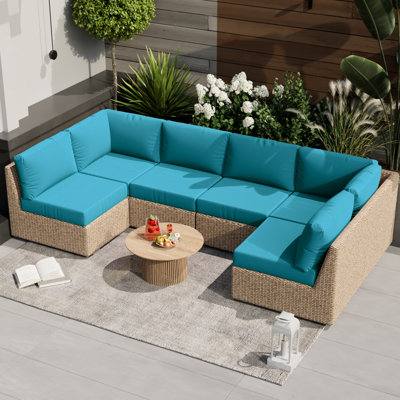14 Pieces 3" Outdoor Replacement Cushion Sets For Patio Furniture(Set Of 6 Cushion , 6 Backrests , 2 Coner Cushions)