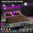 Bed Frame with 2-Tier Storage Headboard, Platform Bed with LED Lights and Charging Station, Underbed Storage Space-534777982-521524619