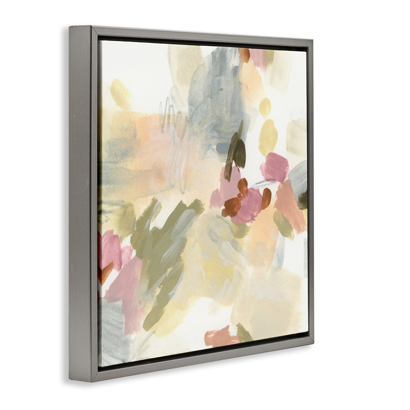 "Soft Restless Abstraction", art mural sur toile flottante par June Erica Vess, Cadre flottant gris lustré, H 25 po x l 25 po